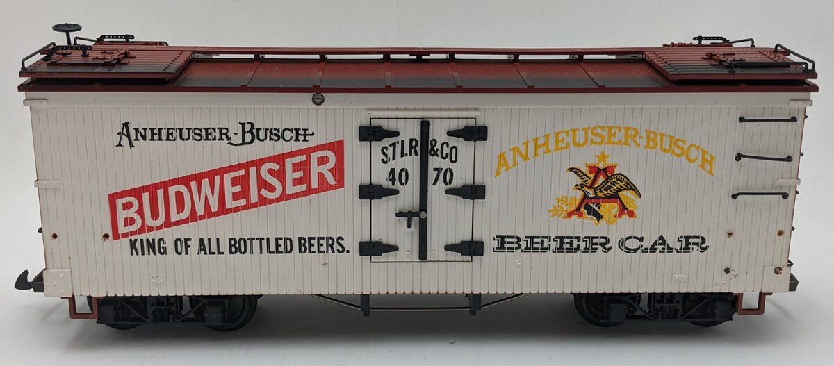 LGB 4070 G Scale Budweiser Woodside Reefer Car #4070 VG/Box