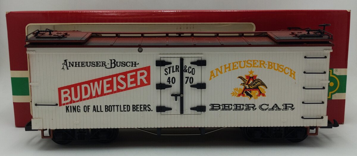 LGB 4070 G Scale Budweiser Woodside Reefer Car #4070 VG/Box