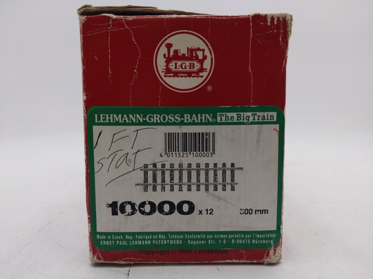LGB 10000 G Scale 12 Inch Brass Rail Straight Track Sections (Box of 12) EX/Box