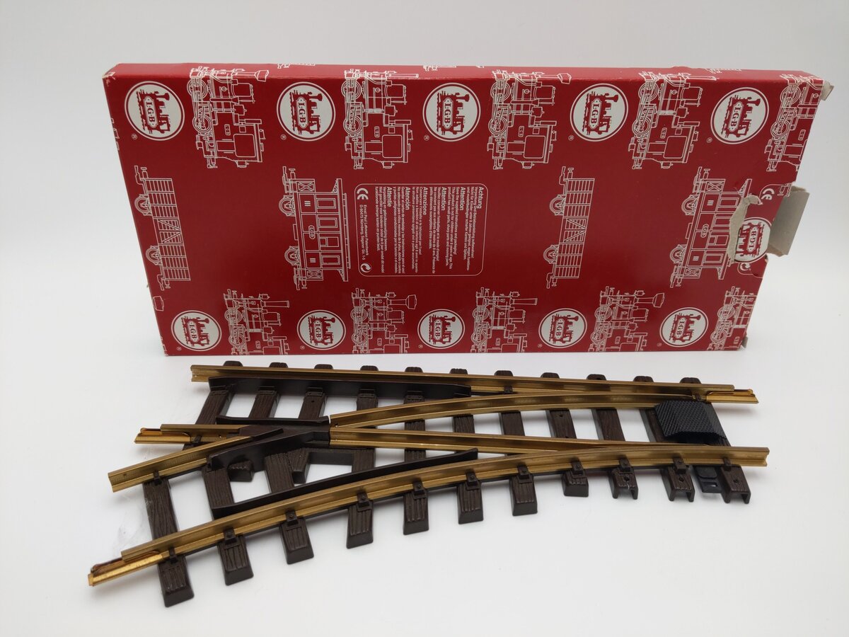 LGB 12100 G Gauge Brass 30° Left Hand Manual Switch Turnout EX/Box