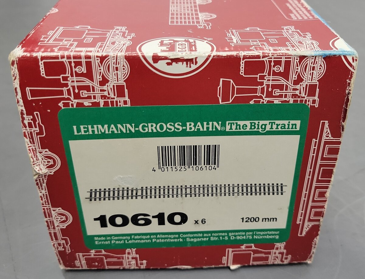 LGB 10610 G Gauge 48 Straight Track Box (Box of 6) EX/Box