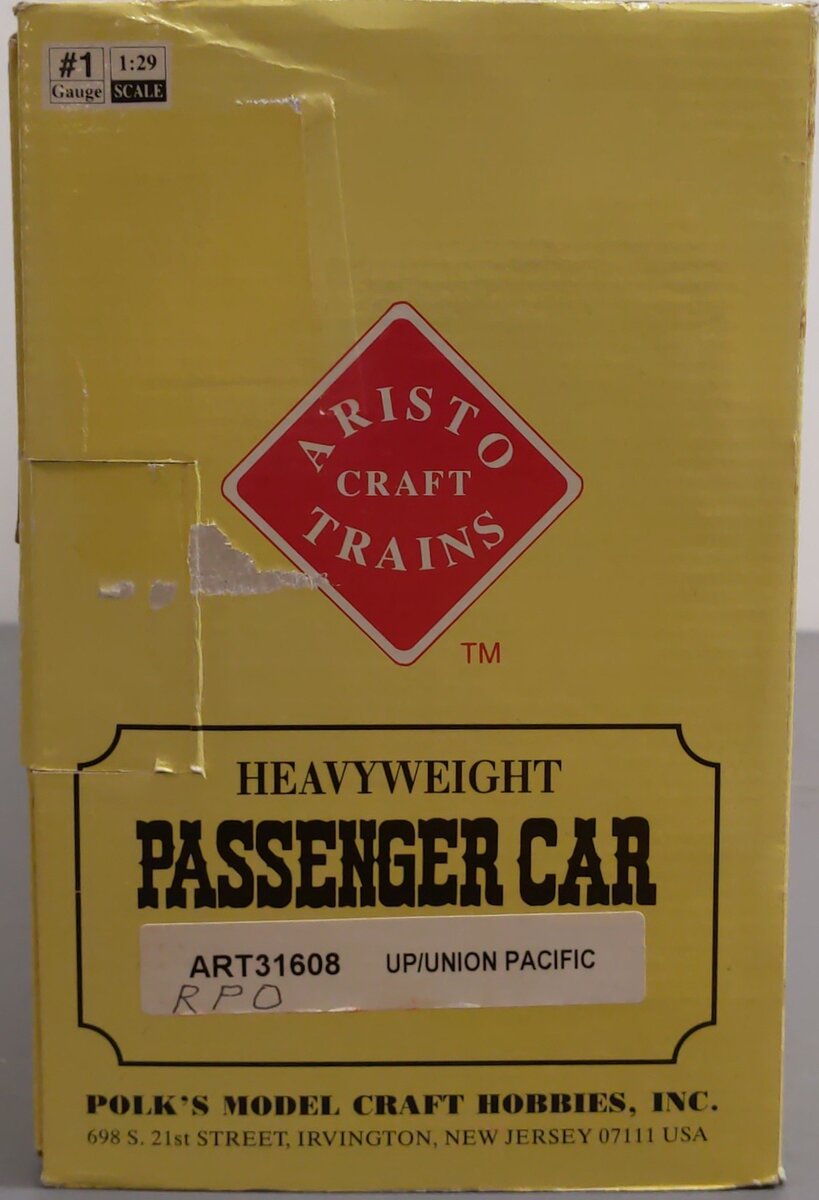 Aristo-Craft 31608 G Union Pacific Heavyweight RPO Baggage Car (Metal Wheels) EX/Box