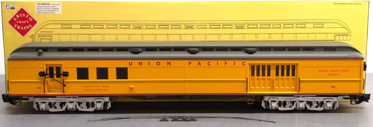 Aristo-Craft 31608 G Union Pacific Heavyweight RPO Baggage Car (Metal Wheels) EX/Box