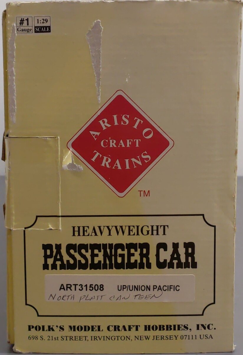 Aristo-Craft 31508 G Scale Union Pacific Heavyweight Diner Car (Metal Wheels) EX/Box