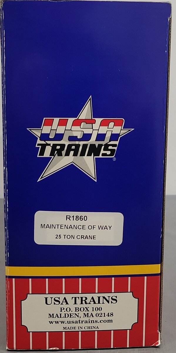 USA Trains 1860 G Maintenance of Way 25-Ton Crane Car Gray w/Metal Wheels NIB