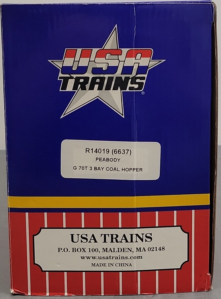 USA Trains R14019 G Peabody 70-Ton 3-Bay Coal Hopper with Coal Load #6637 EX/Box