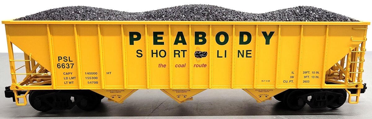 USA Trains R14019 G Peabody 70-Ton 3-Bay Coal Hopper with Coal Load #6637 EX/Box