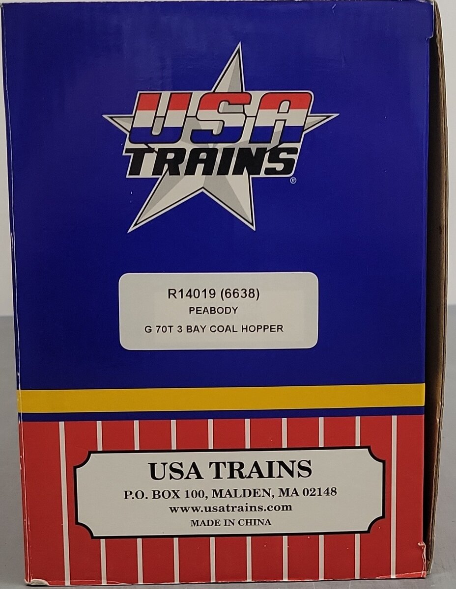 USA Trains R14019 G Peabody 70-Ton 3-Bay Coal Hopper with Coal Load #6638 LN/Box