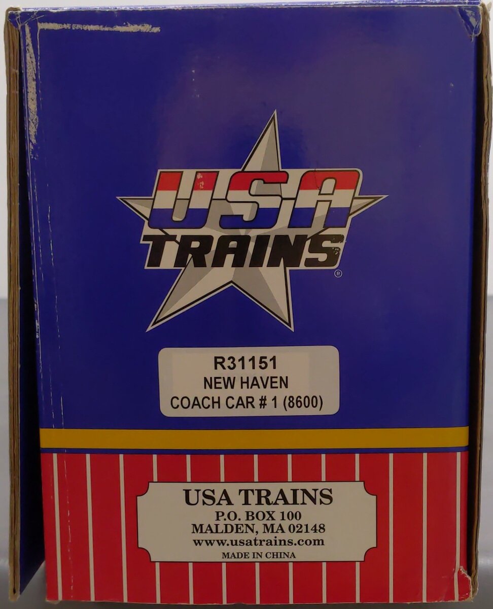 USA Trains 31151 G New Haven Corrugated Aluminum Coach #1, #8600 EX/Box