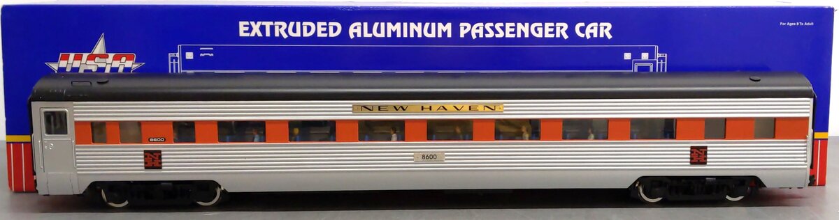 USA Trains 31151 G New Haven Corrugated Aluminum Coach #1, #8600 EX/Box