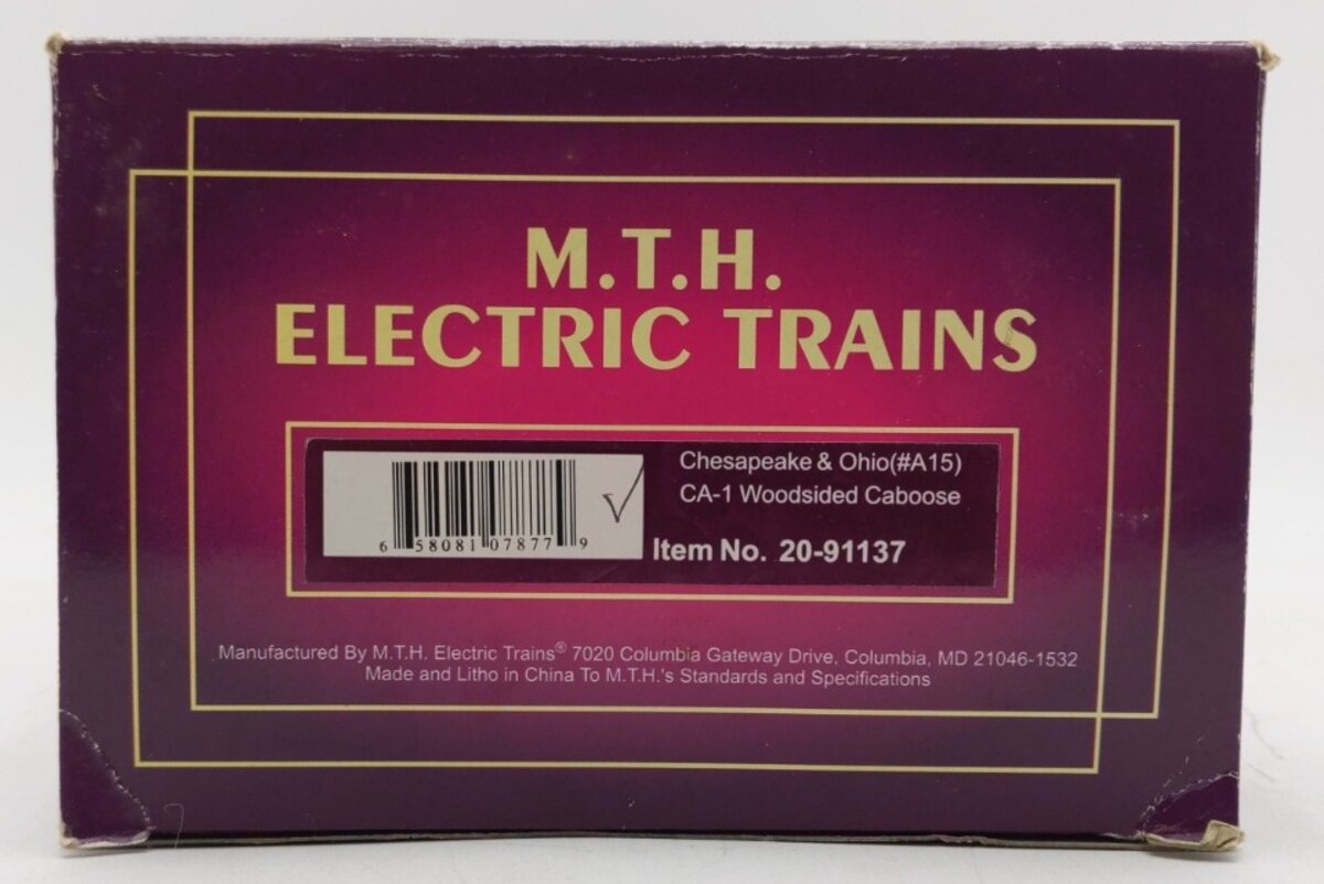 MTH 20-91137 Chesapeake & Ohio CA-1 Woodsided Caboose EX/Box