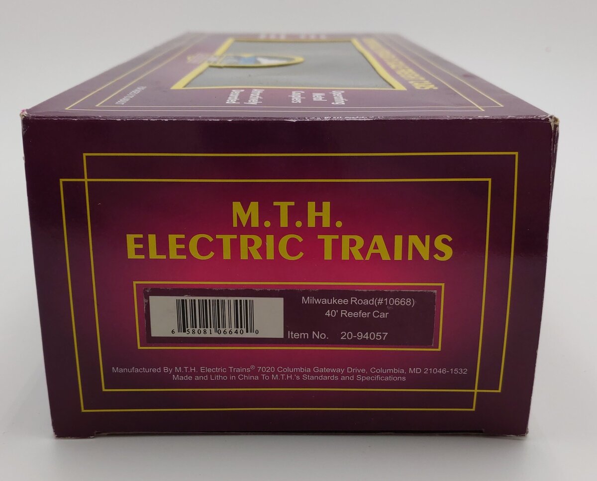 MTH 20-94057 O Gauge Milwaukee Road 40' Reefer Car #10668 LN/Box
