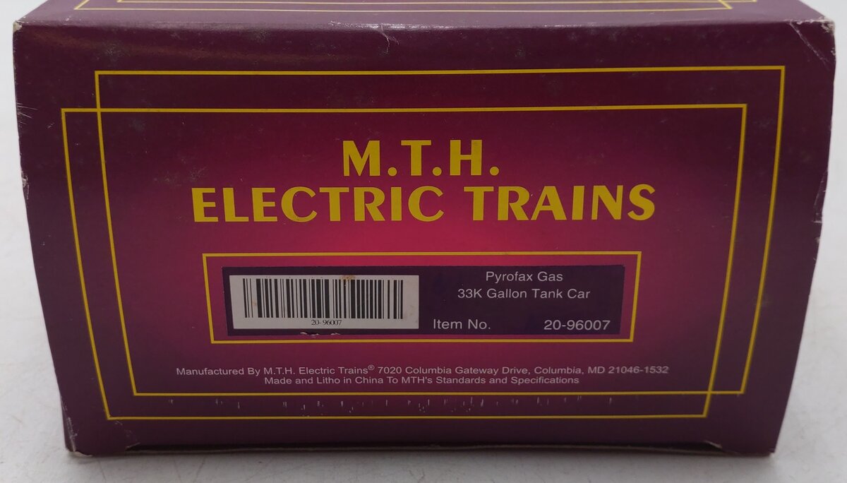 MTH 20-96007 O Pyrofax Gas 33K Gallon Tank Car #16086 EX/Box