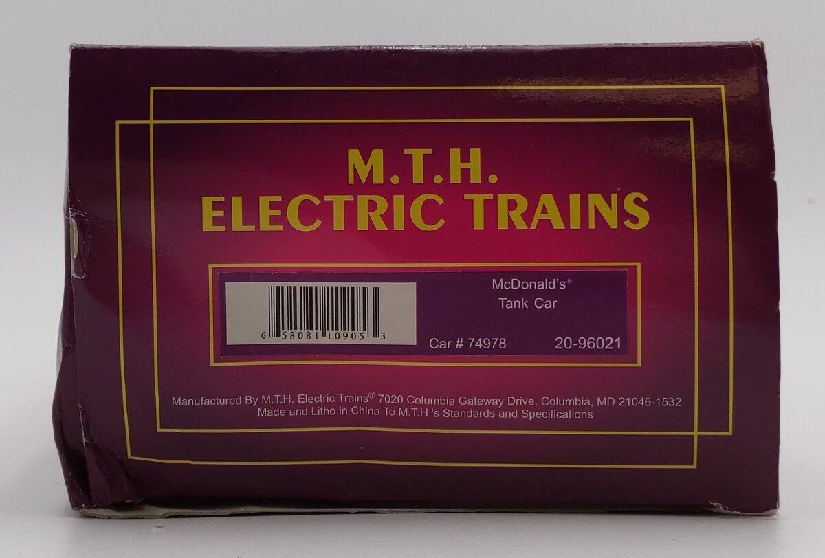 MTH 20-96021 O Gauge McDonald's Single Dome Tank Car #74978 LN/Box