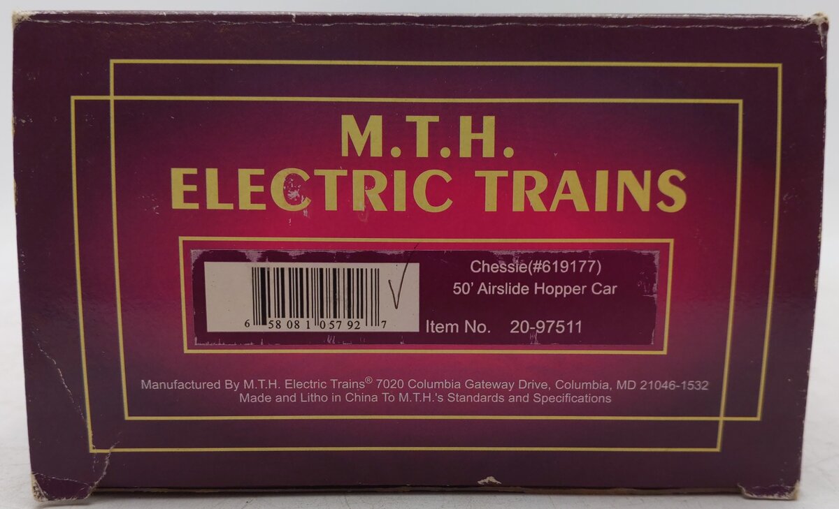 MTH 20-97511 O Chessie 50‘ Airslide Hopper Car #619177 EX/Box