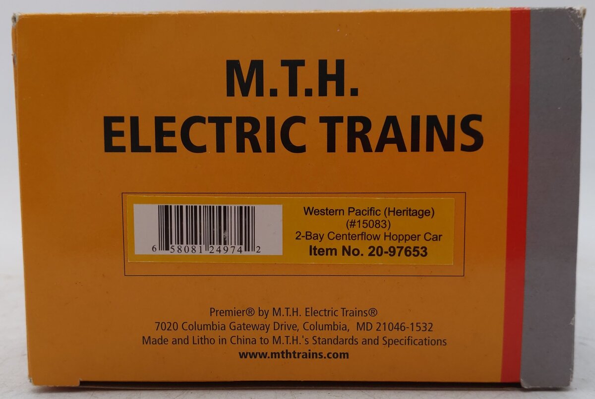 MTH 20-97653 O Western Pacific 2-Bay Centerflow Hopper #15083 EX/Box