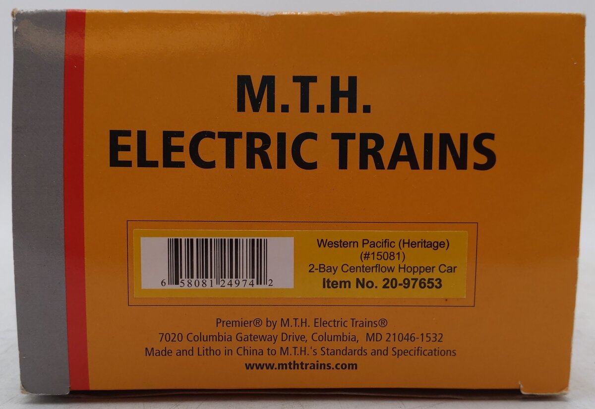 MTH 20-97653 O Western Pacific 2-Bay Centerflow Hopper #15081 EX/Box
