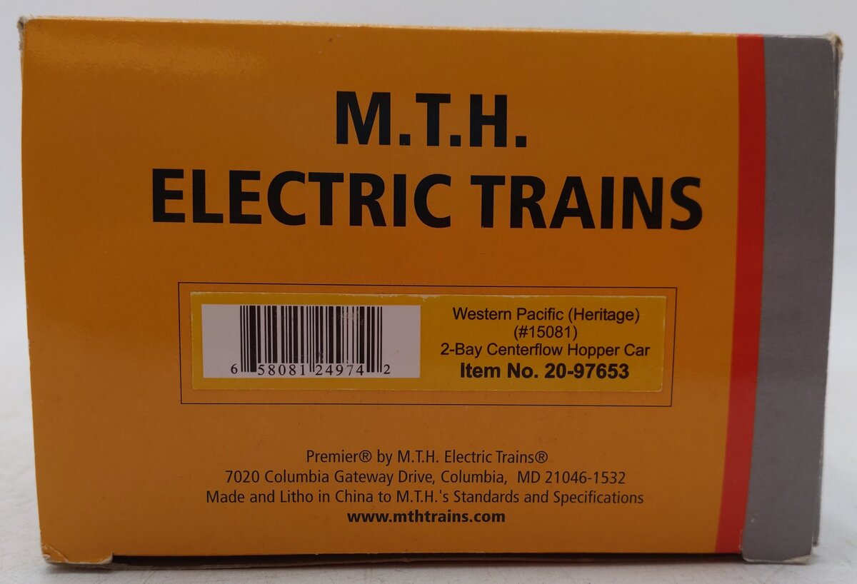 MTH 20-97653 O Western Pacific 2-Bay Centerflow Hopper #15081 EX/Box