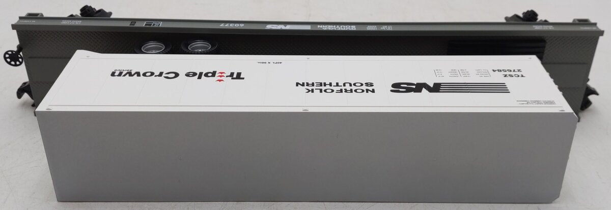 MTH 20-98123 O Gauge Norfolk Southern Flatcar w/40' Trailer #60377 EX/Box