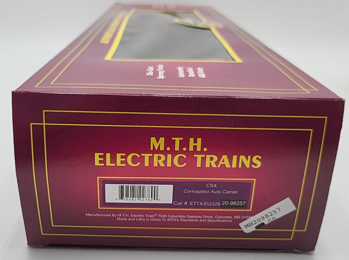 MTH 20-98257 O CSX Corrugated Auto Carrier #852328 EX/Box