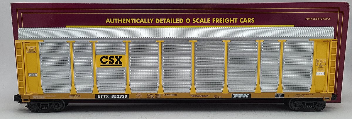 MTH 20-98257 O CSX Corrugated Auto Carrier #852328 EX/Box