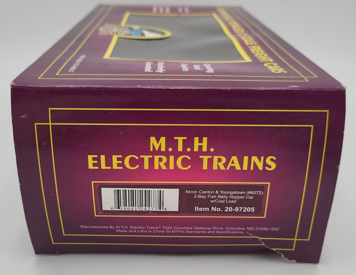 MTH 20-97205 AC&Y 2-Bay Fish Belly Hopper #6072 LN/Box