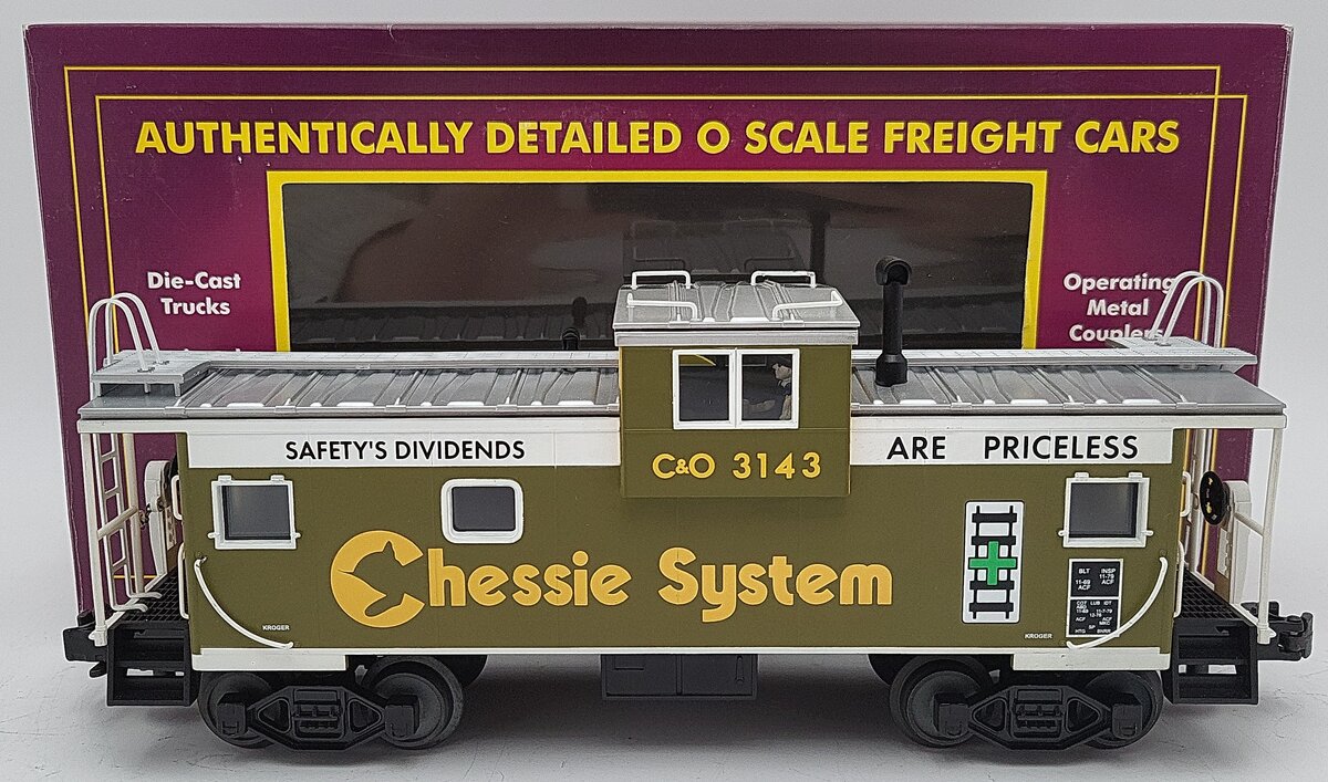 MTH 20-90012F O Gauge Chessie Extended Vision Caboose #3143 EX/Box