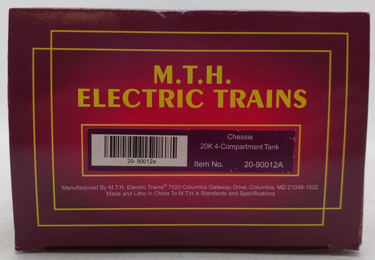 MTH 20-90012A O Gauge Chessie System C&O 20K 4-Compartment Tank Car #159585 EX/Box