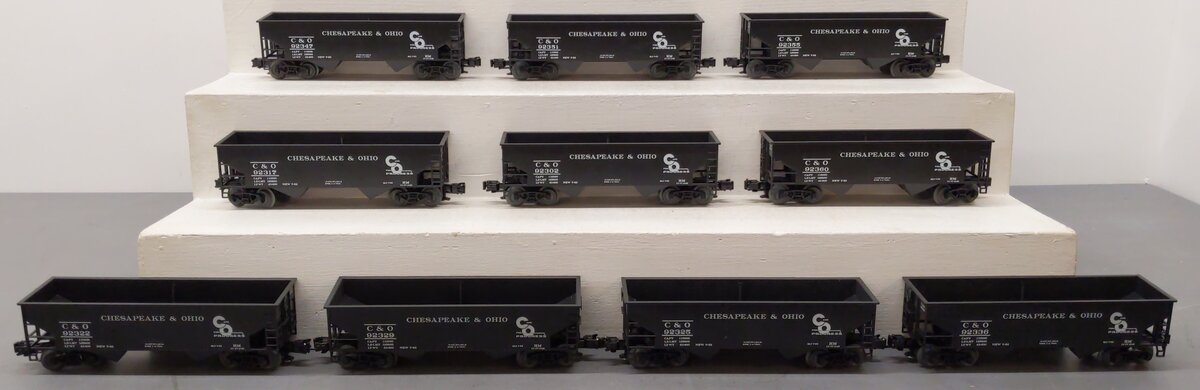 Right-of-Way Industries O Gauge Chesapeake & Ohio 2 Bay Hopper Cars 10 Car Set EX/Box