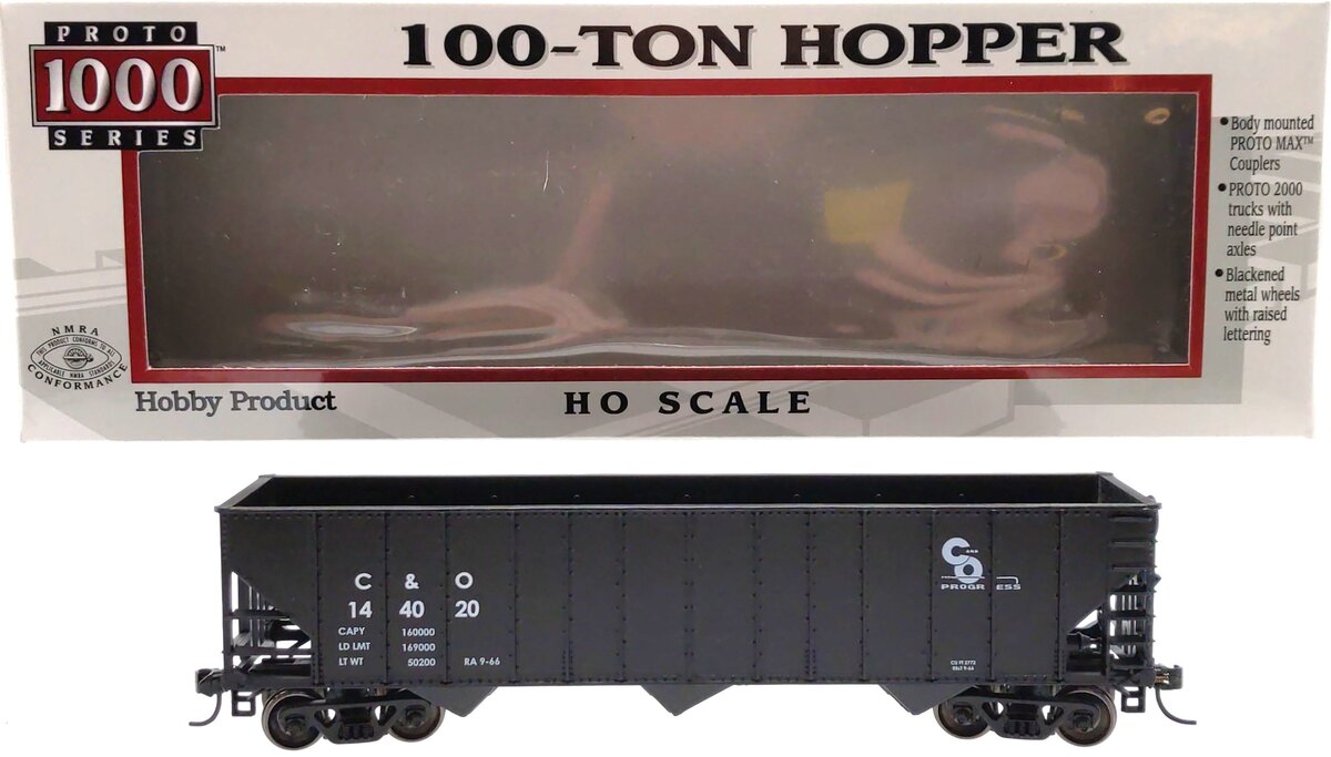 Proto 1000 920-237008 HO Scale C&O 100T Hopper #144020 LN/Box