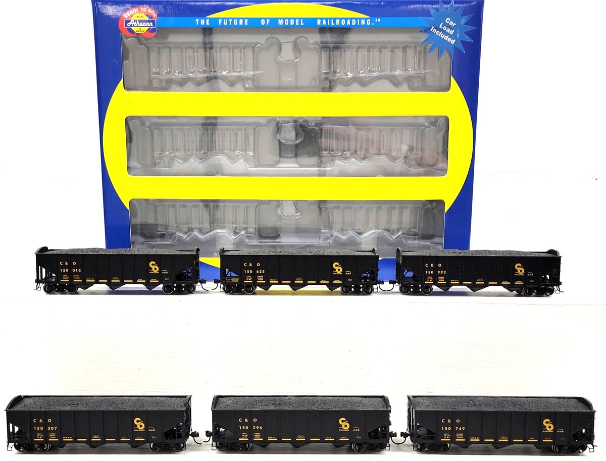 Athearn 95605 HO Scale C&O 40' 3Bay Ribbed Hopper (Set of 6) LN/Box