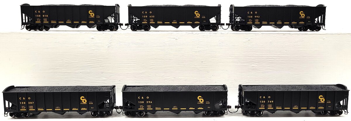 Athearn 95605 HO Scale C&O 40' 3Bay Ribbed Hopper (Set of 6) LN/Box