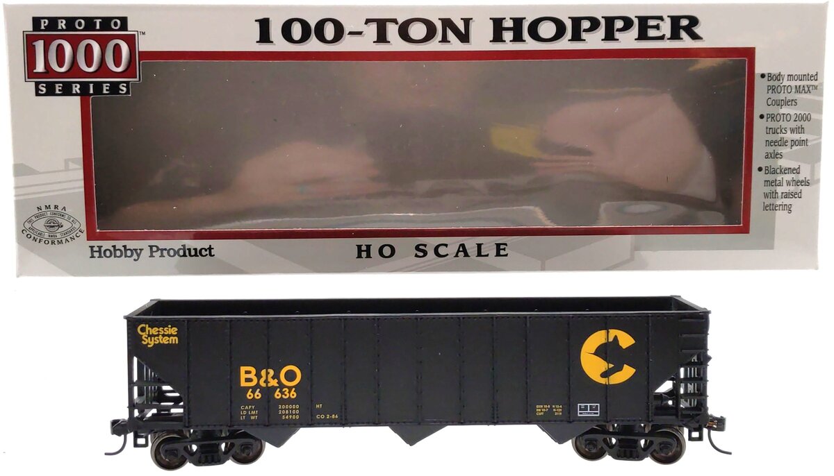 Proto 1000 920-237010 HO Scale B&O 100T Hopper Car #66636 LN/Box