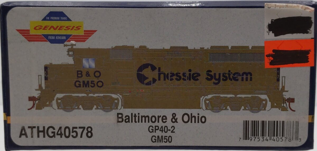 Athearn 40578 HO Scale B&O GP40-2 Diesel Locomotive #GM50 LN/Box