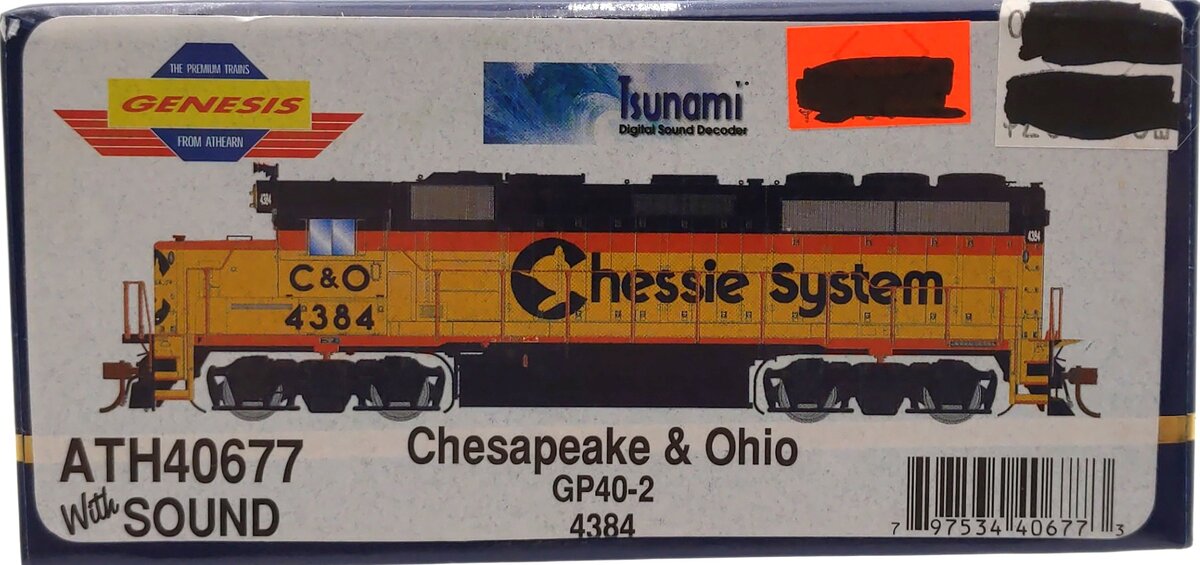 Athearn 40677 HO Scale C&O EMD GP40-2 Diesel Locomotive #4384 w/DCC LN/Box