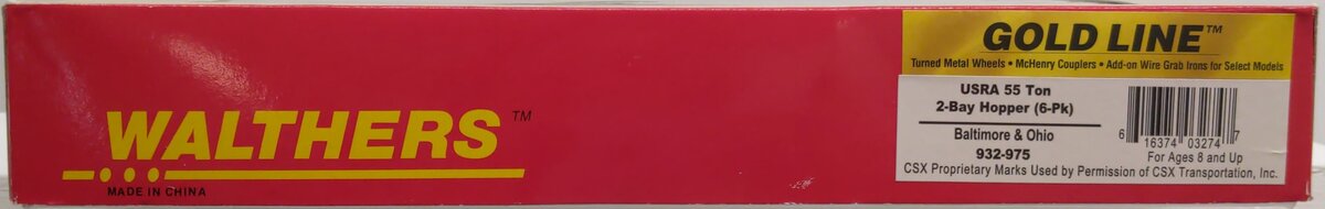 Walthers 932-975 HO Scale USRA 55 Ton 2 Bay Hopper (Pack of 6) LN/Box