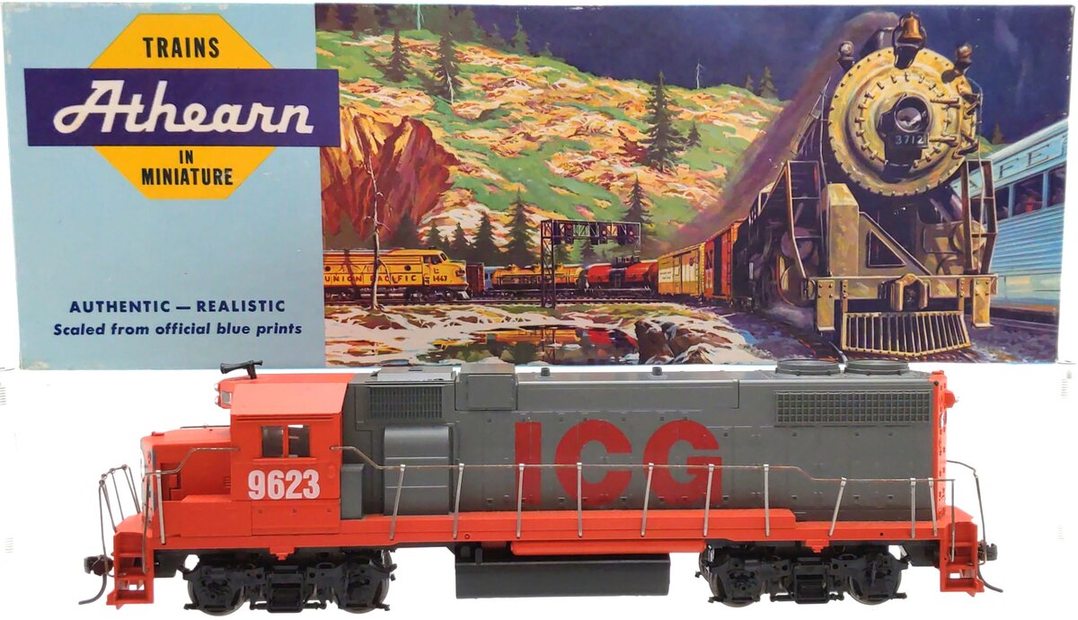 Athearn 4603 HO Illinois Central Gulf GP38-2 Powered Diesel Locomotive #9623 VG/Box