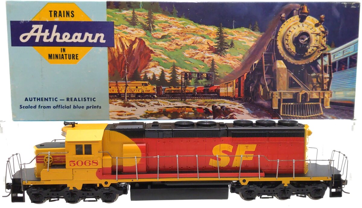 Athearn 4413 HO Scale Santa Fe SD40-2 Powered Diesel Locomotive #5068 EX/Box