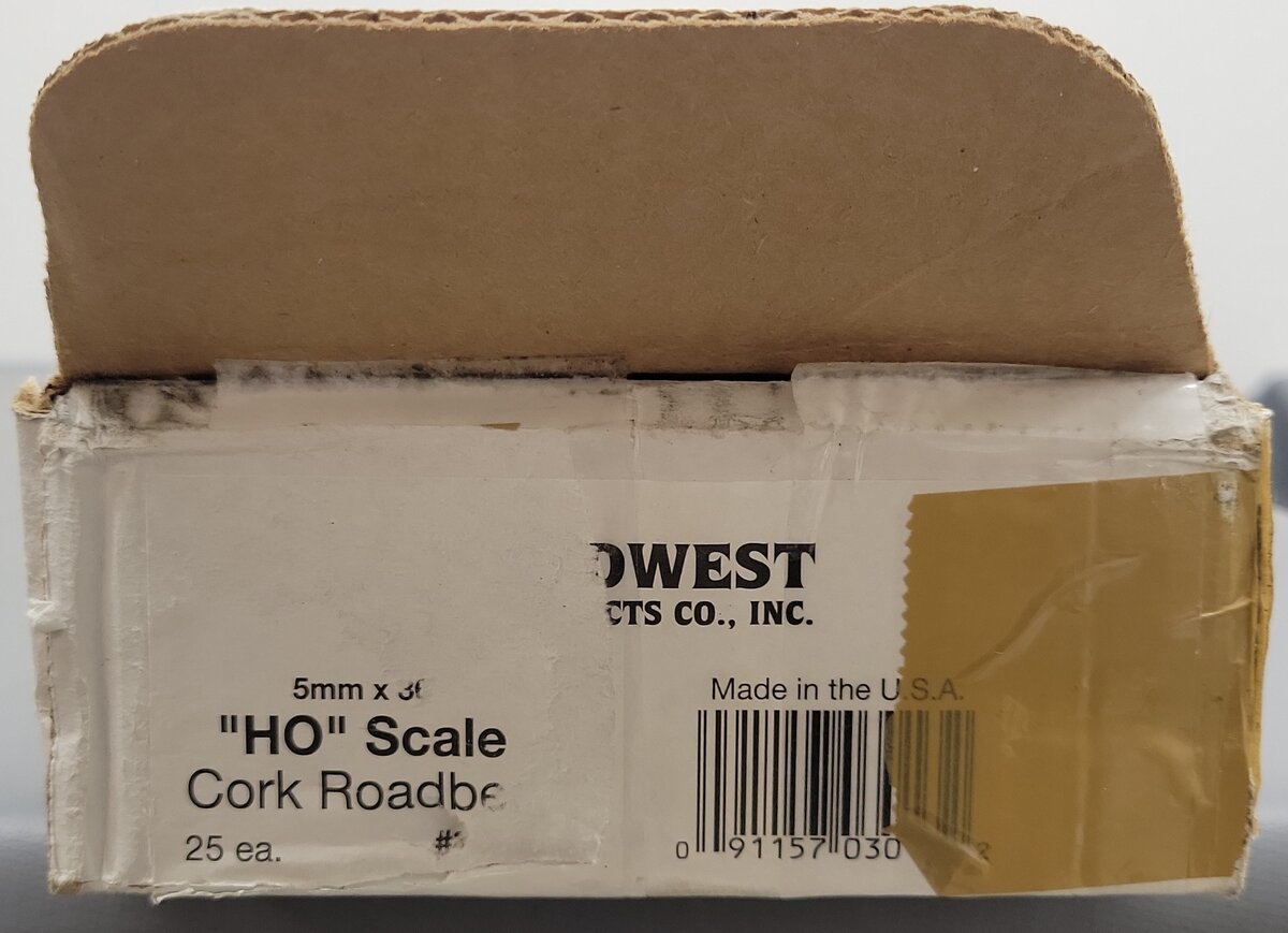 Midwest Products 3013 HO 3/16" x 1-3/4" x 36" Cork Roadbed (Pack of 25) LN/Box