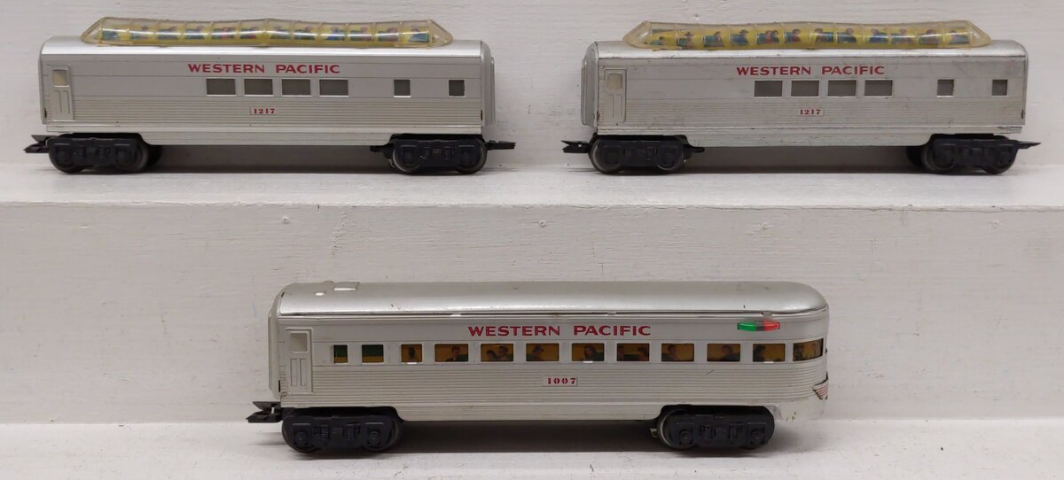 Marx Vintage O Western Pacific Passenger Cars [3]: 1007 & (2) 1217