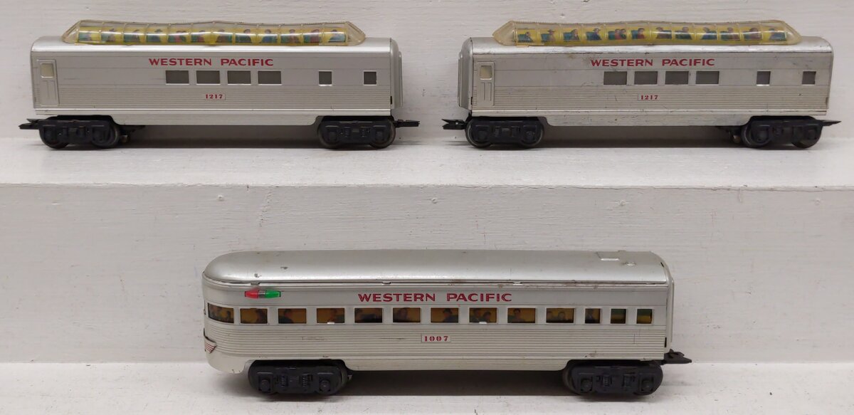 Marx Vintage O Western Pacific Passenger Cars [3]: 1007 & (2) 1217