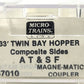 Micro-Trains 05700010 N ATSF 33' Twin Bay Composite Side Hopper #180847 LN/Box