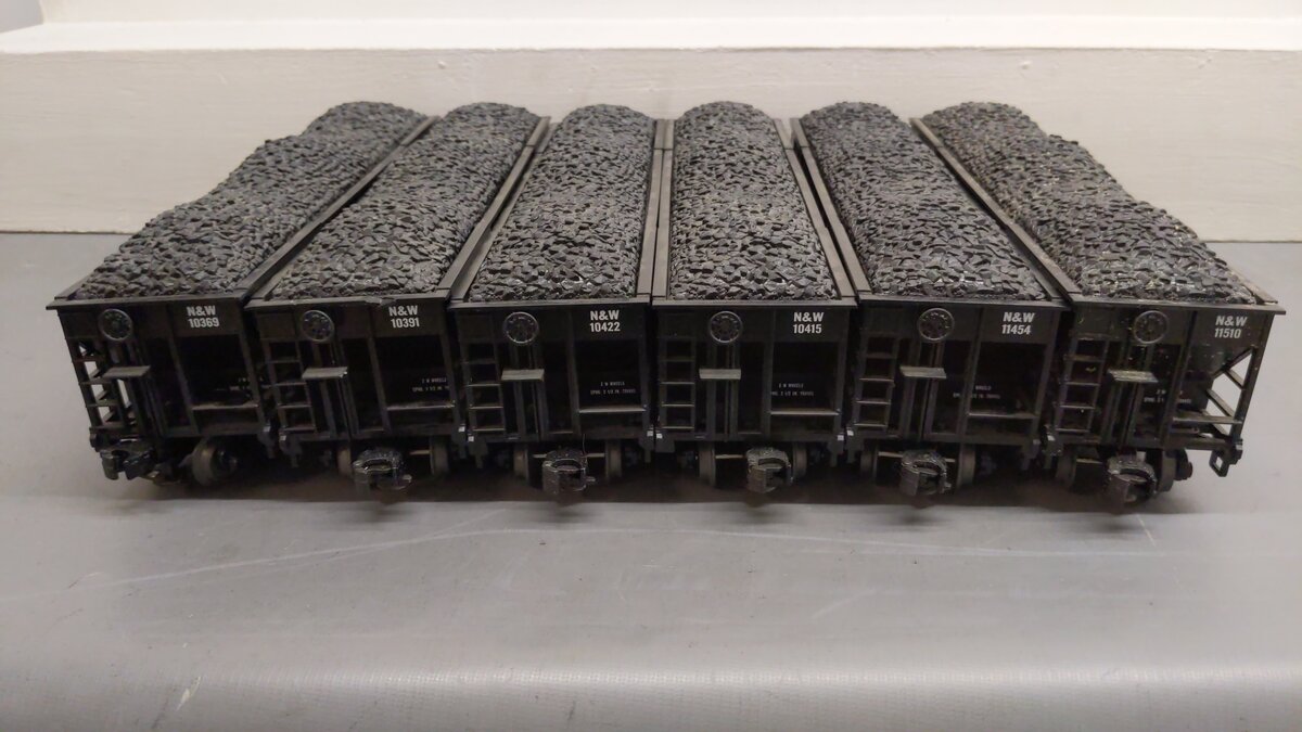 MTH 20-97061 O Norfolk & Western Premier 4-Bay Hopper Freight Cars (Set of 6) EX