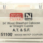 Micro-Trains 05100100 N AT&SF 34' Wood Sheathed Caboose w/Straight Cupola #1207 EX/Box