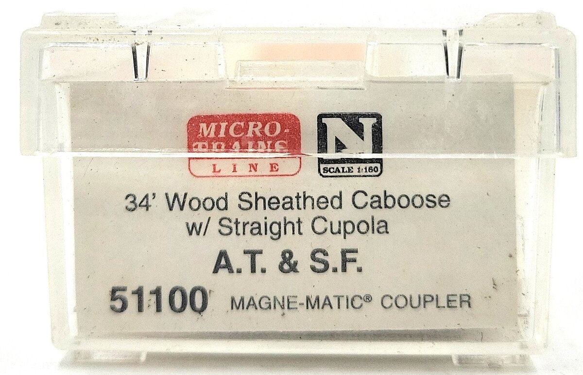 Micro-Trains 05100100 N AT&SF 34' Wood Sheathed Caboose w/Straight Cupola #1207 EX/Box