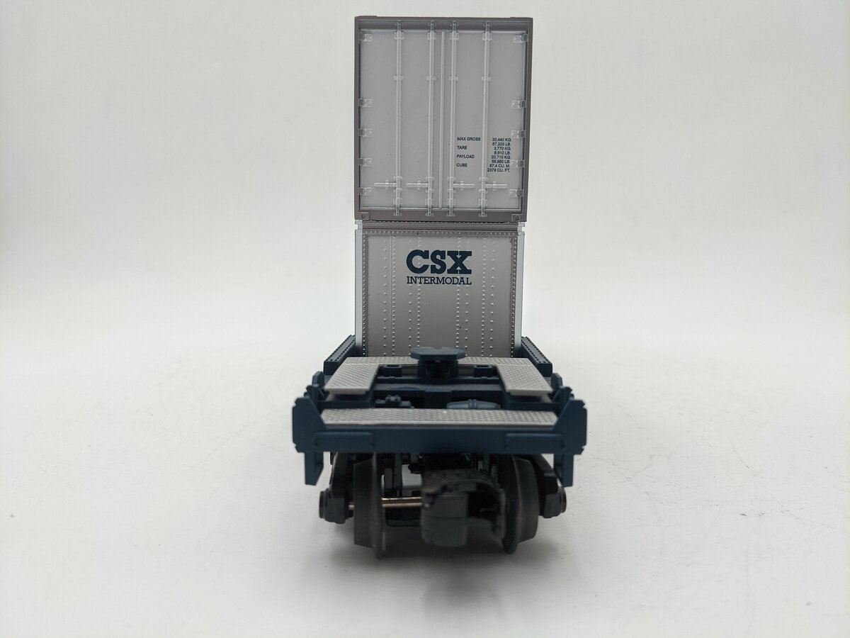 MTH 30-4213A O Gauge CSX Husky Stack Car w/ Intermodal Containers #620156 EX