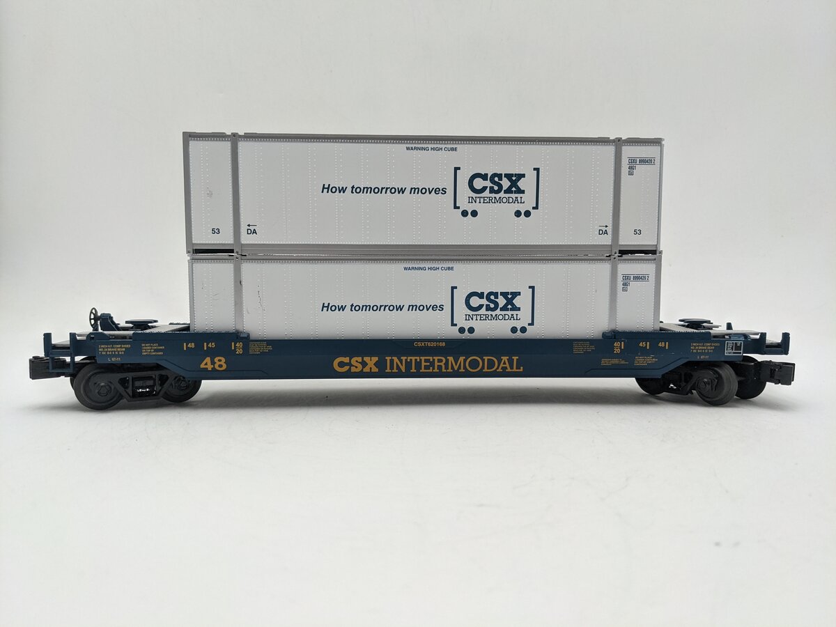 MTH 30-4213B O Modern CSX Husky Stack Car #620168 EX