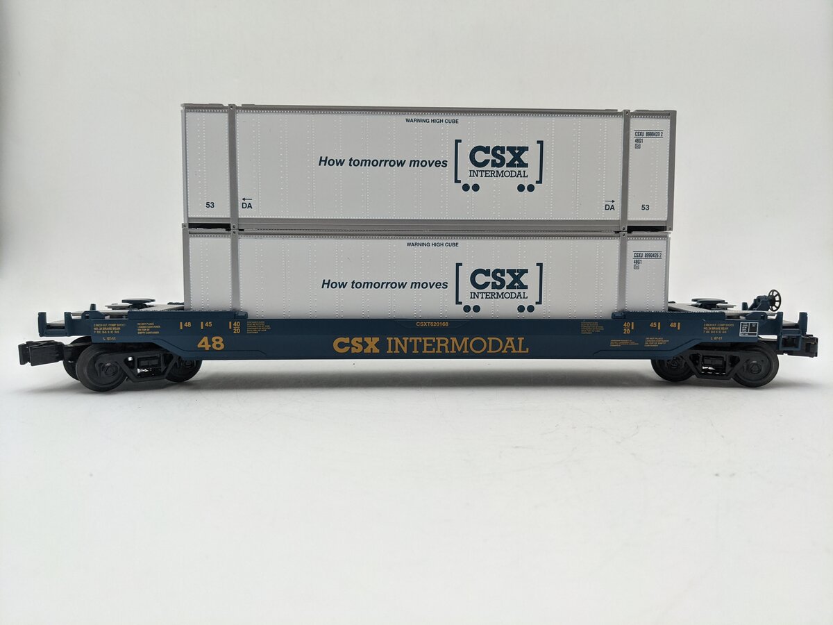MTH 30-4213B O Modern CSX Husky Stack Car #620168 EX