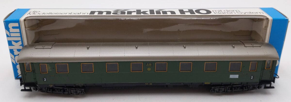 Marklin 4144 HO Scale Breslau Green Passenger Car #25160 EX/Box