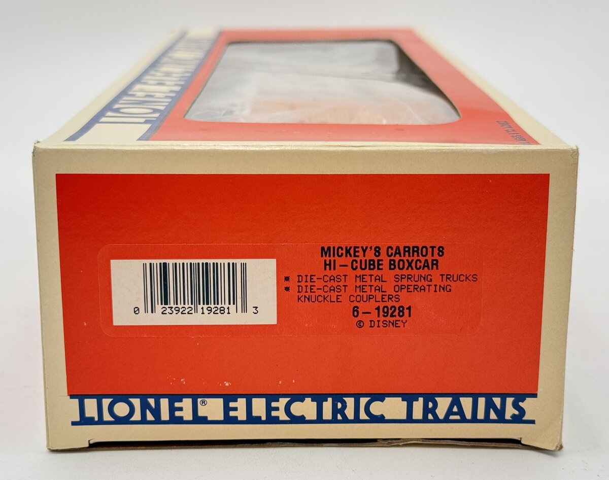 Lionel 6-19281 Mickeys Carrots Hi-Cube Boxcar LN/Box
